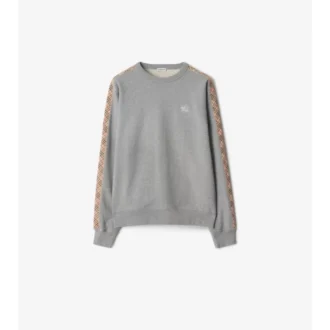 Bluza bawełniana z wykończeniem w kratę Bluza bawełniana z wykończeniem w kratę