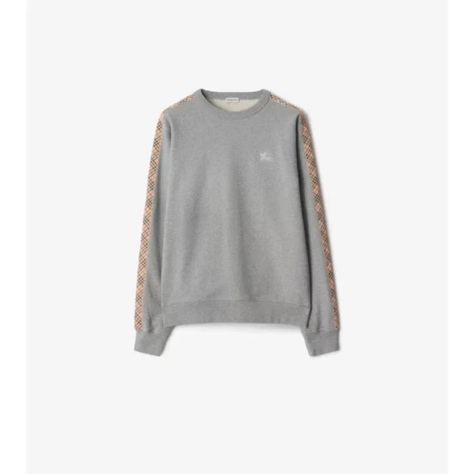Bluza bawełniana z wykończeniem w kratę Bluza bawełniana z wykończeniem w kratę