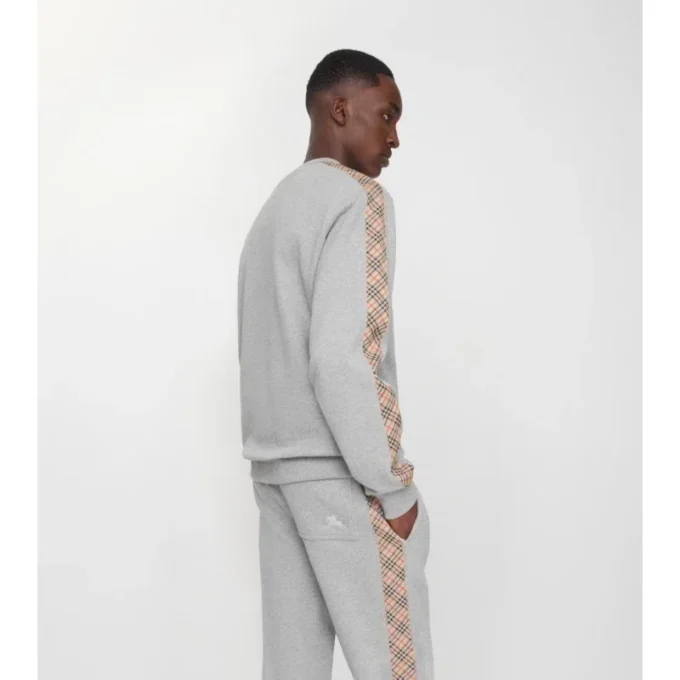 Bluza bawełniana z wykończeniem w kratę Bluza bawełniana z wykończeniem w kratę