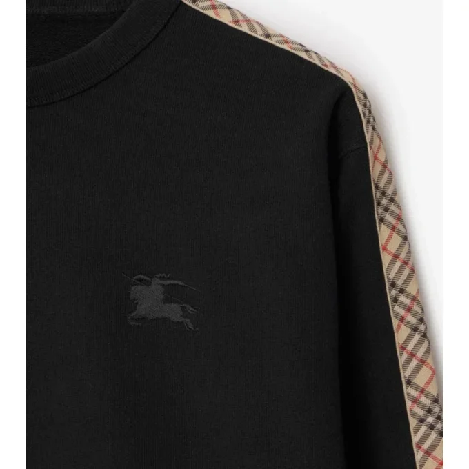 Bluza bawełniana z wykończeniem w kratę Bluza bawełniana z wykończeniem w kratę