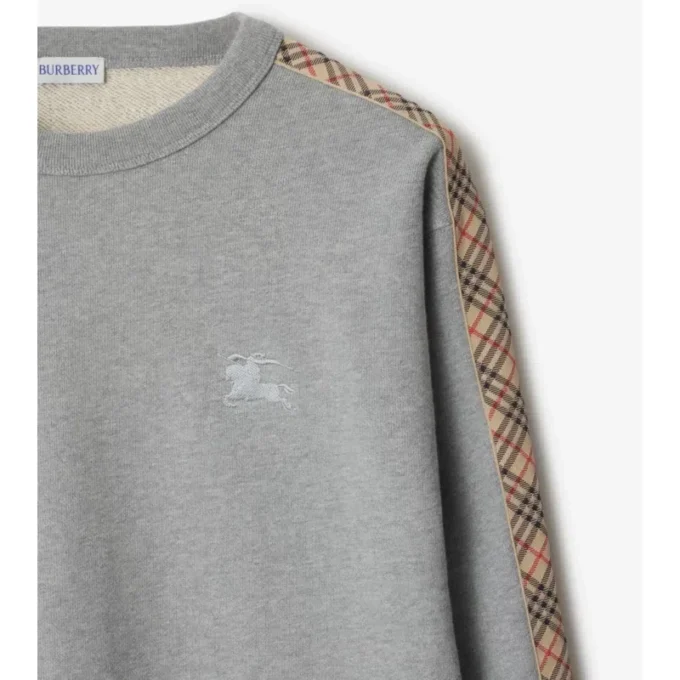 Bluza bawełniana z wykończeniem w kratę Bluza bawełniana z wykończeniem w kratę