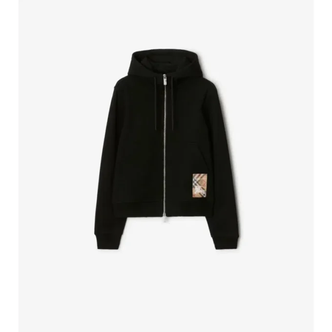 Bluza z kapturem i zamkiem z bawełny w kratę Bluza z kapturem i zamkiem z bawełny w kratę