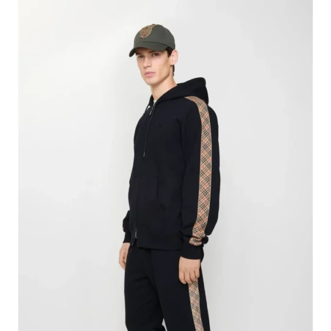 Bluza z kapturem i zamkiem, z bawełny w kratę Bluza z kapturem i zamkiem, z bawełny w kratę