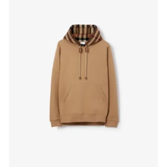 Bluza z kapturem z mieszanki bawełny z wykończeniem w kratę Bluza z kapturem z mieszanki bawełny z wykończeniem w kratę