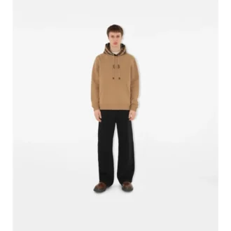 Bluza z kapturem z mieszanki bawełny z wykończeniem w kratę Bluza z kapturem z mieszanki bawełny z wykończeniem w kratę
