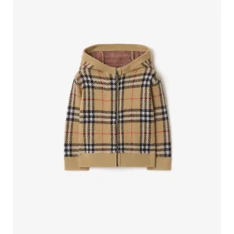 Bluza z kapturem z wełny w kratę