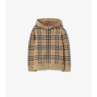 Bluza z kapturem z wełny w kratę