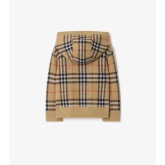 Bluza z kapturem z wełny w kratę