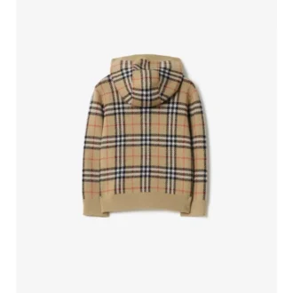 Bluza z kapturem z wełny w kratę
