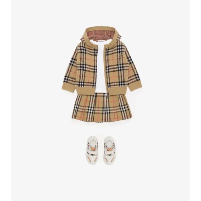 Bluza z kapturem z wełny w kratę