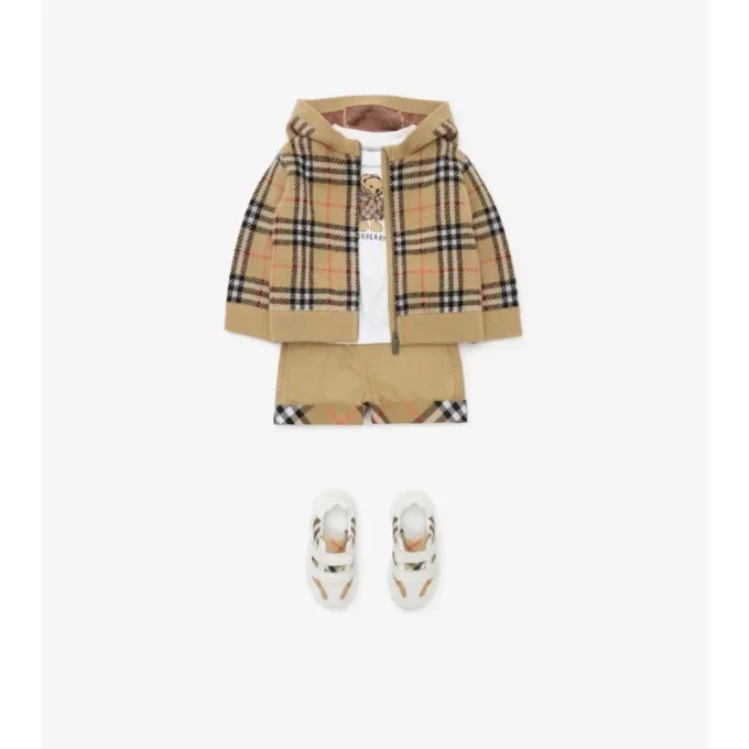 Bluza z kapturem z wełny w kratę
