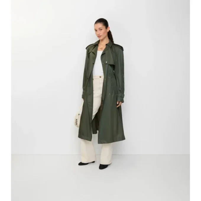 Długi nylonowy Trench Coat z kapturem Długi nylonowy Trench Coat z kapturem
