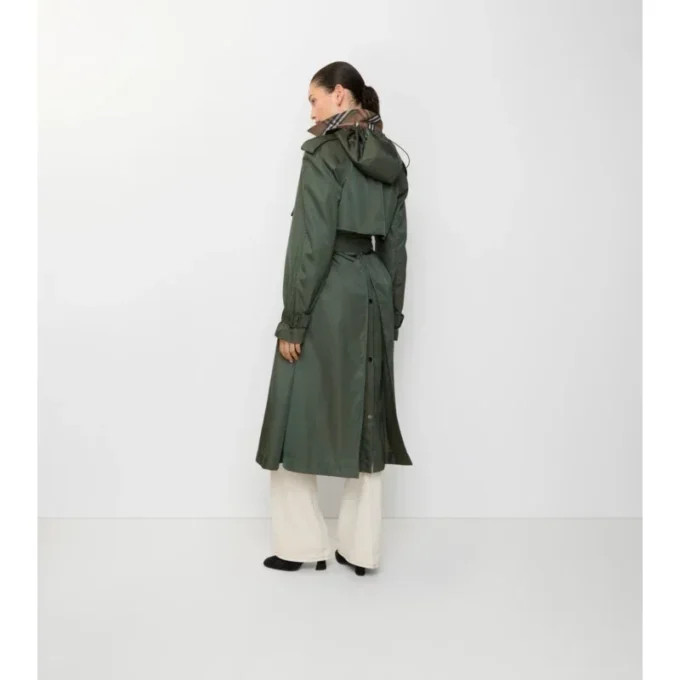 Długi nylonowy Trench Coat z kapturem Długi nylonowy Trench Coat z kapturem