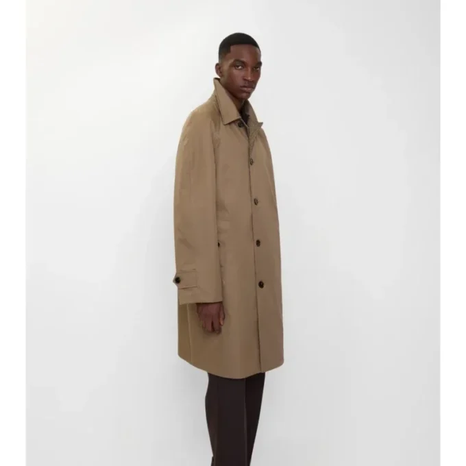 Długi płaszcz Car Coat Burberry z wełny w jodełkę Długi płaszcz Car Coat Burberry z wełny w jodełkę