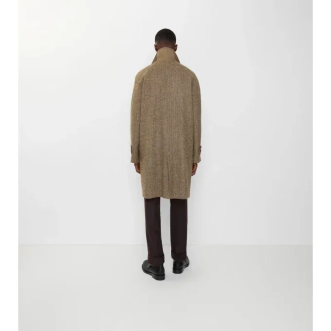 Długi płaszcz Car Coat Burberry z wełny w jodełkę Długi płaszcz Car Coat Burberry z wełny w jodełkę
