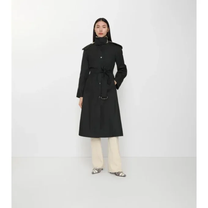 Długi płaszcz z kapturem z nylonu Car Coat