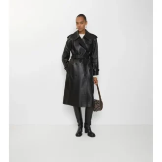 Długi skórzany Trench Coat Castleford