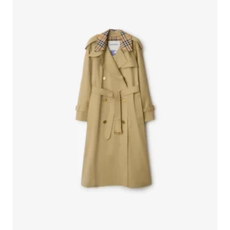 Długi Trench Coat Castleford z kołnierzem w kratę