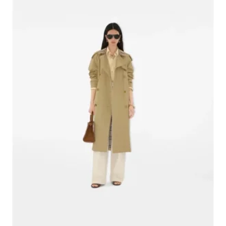 Długi Trench Coat Castleford z kołnierzem w kratę