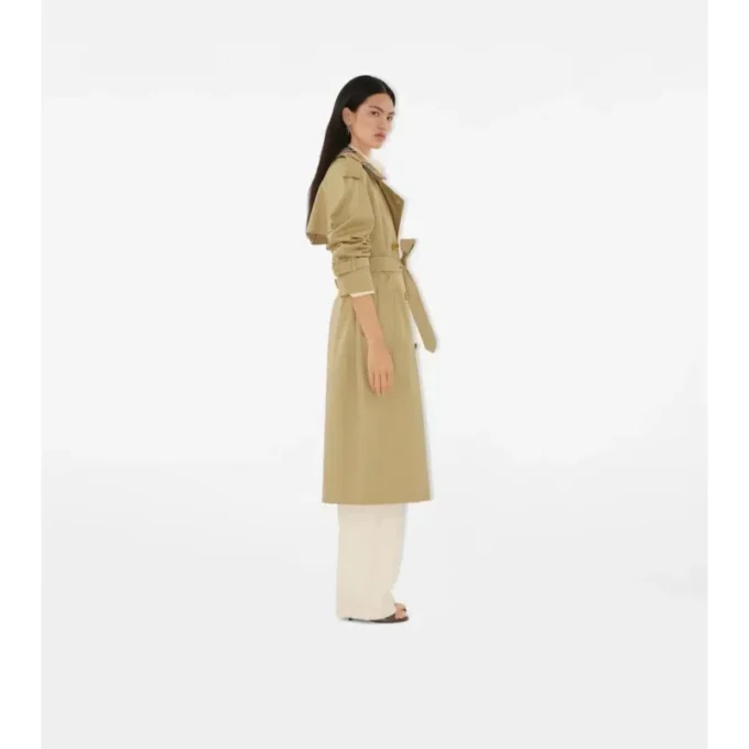 Długi Trench Coat Castleford z kołnierzem w kratę