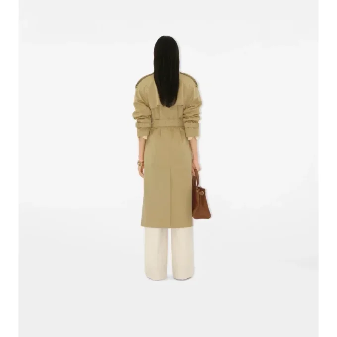 Długi Trench Coat Castleford z kołnierzem w kratę
