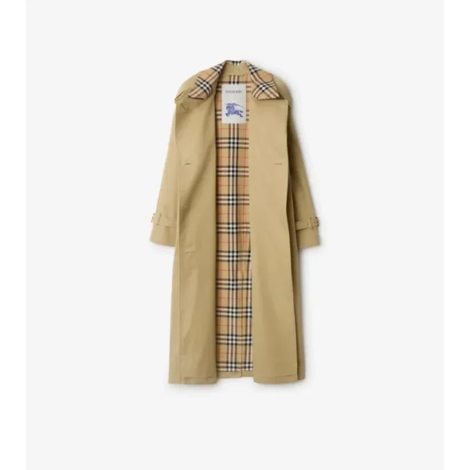 Długi Trench Coat Castleford z kołnierzem w kratę