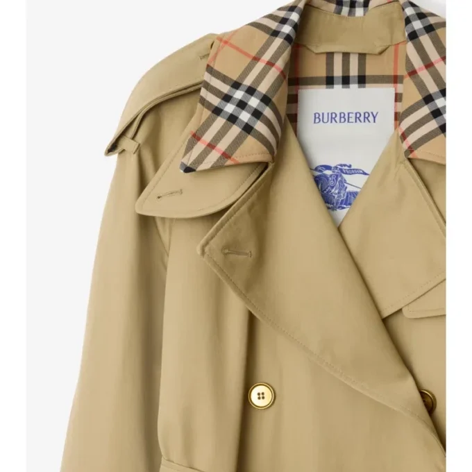 Długi Trench Coat Castleford z kołnierzem w kratę
