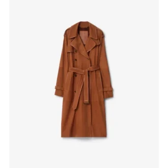 Długi Trench Coat Castleford z nubuku