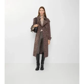 Długi Trench Coat Fitzrovia z mieszanki wiskozy w stylu barokowym