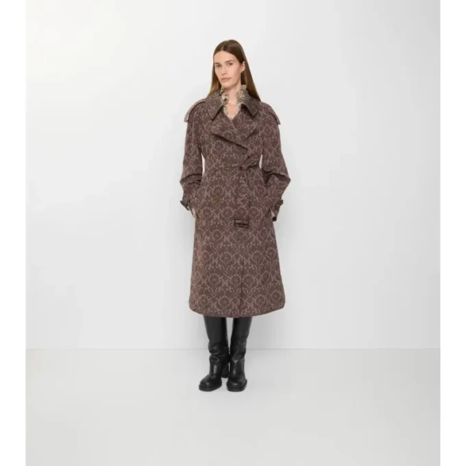 Długi Trench Coat Fitzrovia z mieszanki wiskozy w stylu barokowym