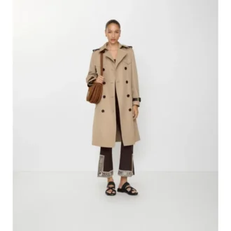 Długi Trench Coat Foxfield z jedwabiu i bawełny