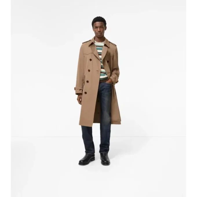 Długi Trench Coat Foxfield z jedwabiu i bawełny