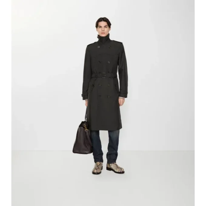 Długi Trench Coat Foxfield z mieszanki nylonu o geometrycznym wzorze Długi Trench Coat Foxfield z mieszanki nylonu o geometrycznym wzorze
