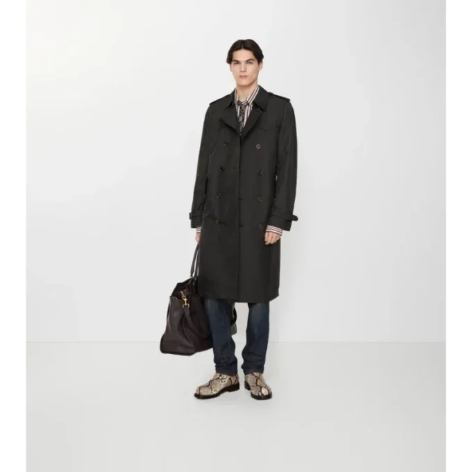Długi Trench Coat Foxfield z mieszanki nylonu o geometrycznym wzorze Długi Trench Coat Foxfield z mieszanki nylonu o geometrycznym wzorze