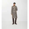 Długi Trench Coat Foxfield z powłoką w kratę o efekcie rafii