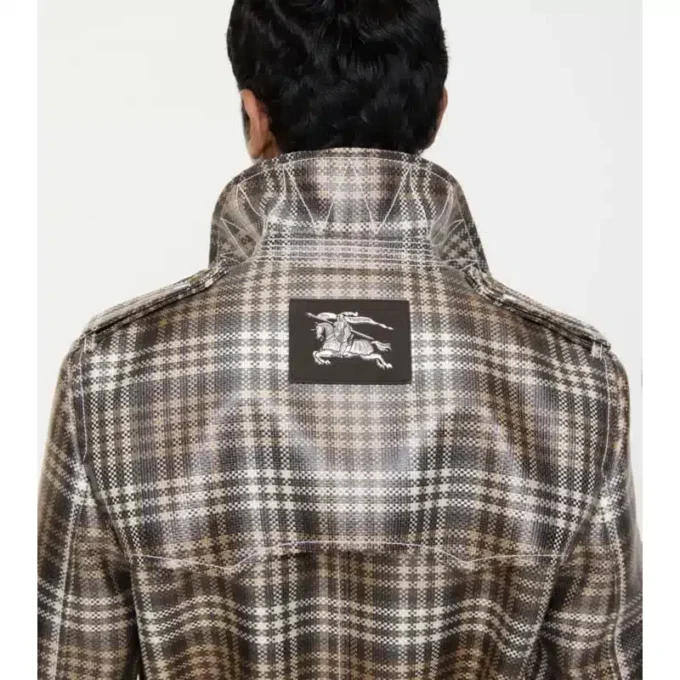 Długi Trench Coat Foxfield z powłoką w kratę o efekcie rafii