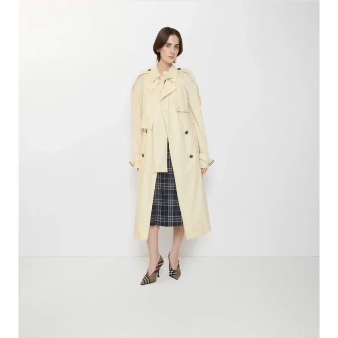 Długi Trench Coat trerose z płótna