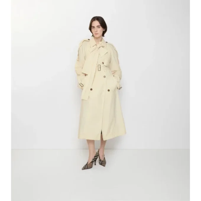 Długi Trench Coat trerose z płótna