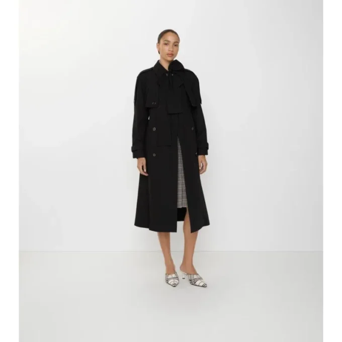 Długi Trench Coat trerose z płótna