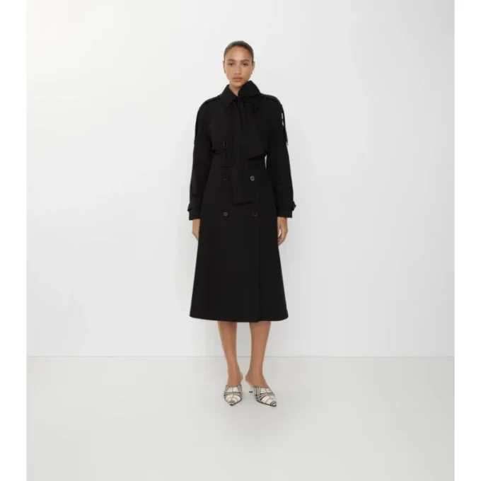Długi Trench Coat trerose z płótna
