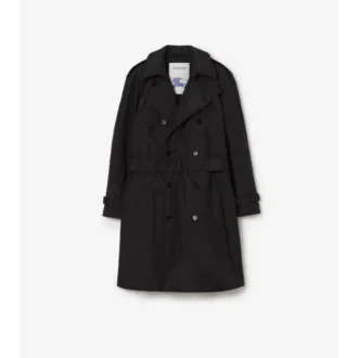 Długi Trench Coat z bawełny i nylonu z wyściółką