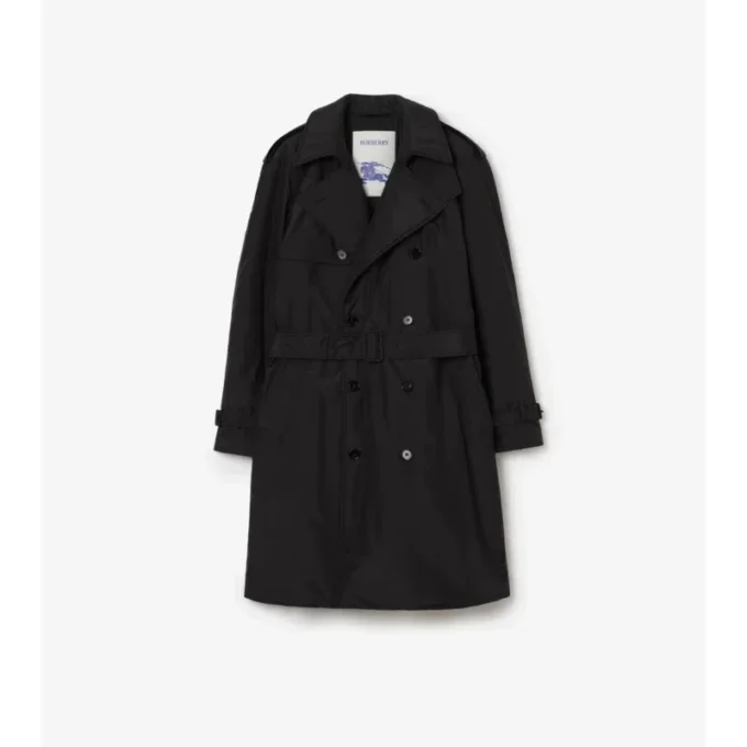 Długi Trench Coat z bawełny i nylonu z wyściółką