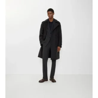Długi Trench Coat z bawełny i nylonu z wyściółką