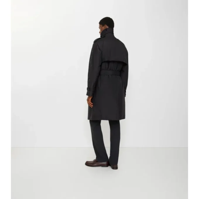 Długi Trench Coat z bawełny i nylonu z wyściółką