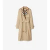Długi Trench Coat z gabardyny w kratę