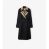 Długi Trench Coat z gabardyny w kratę