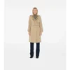 Długi Trench Coat z gabardyny w kratę