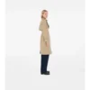 Długi Trench Coat z gabardyny w kratę