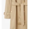 Długi Trench Coat z gabardyny w kratę