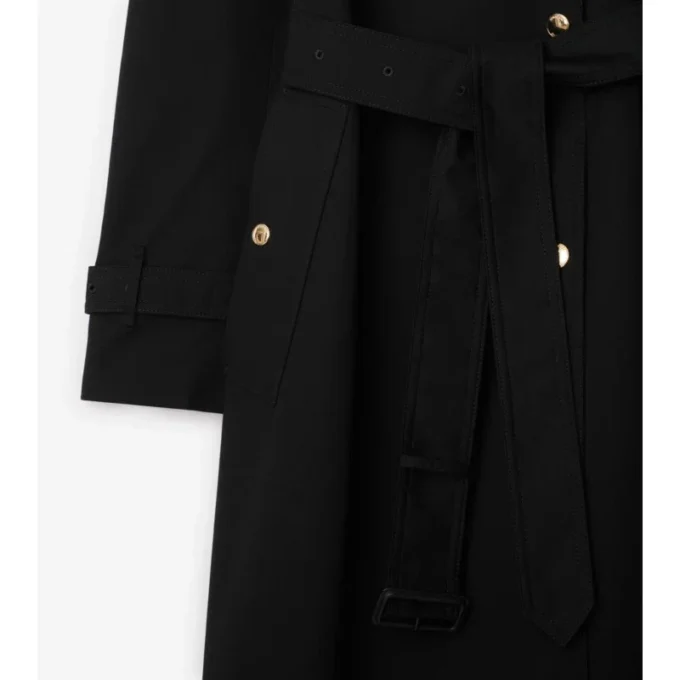 Długi Trench Coat z gabardyny w kratę